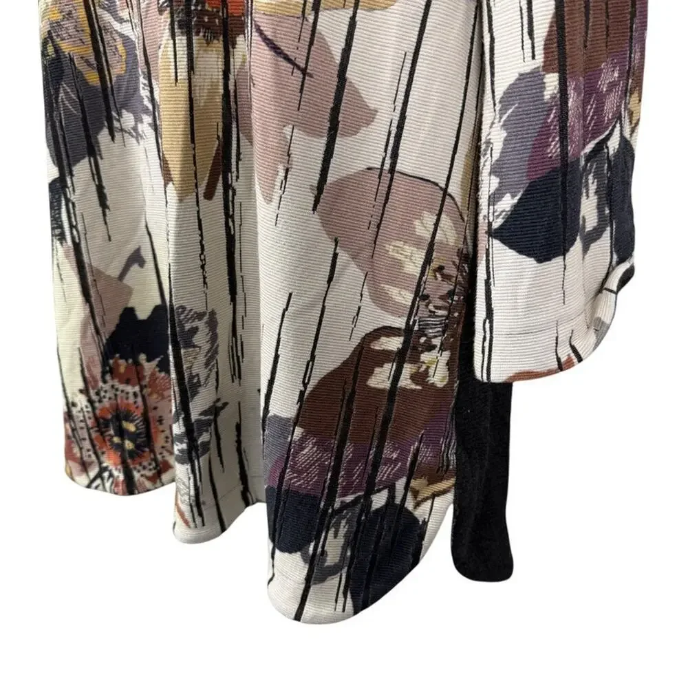 John Mark Womens Floral Long Sleeve Oversized Longline Pullover Sweater sz M